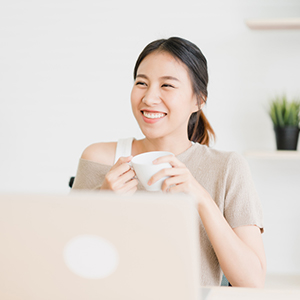 Image showing a girl holding coffee